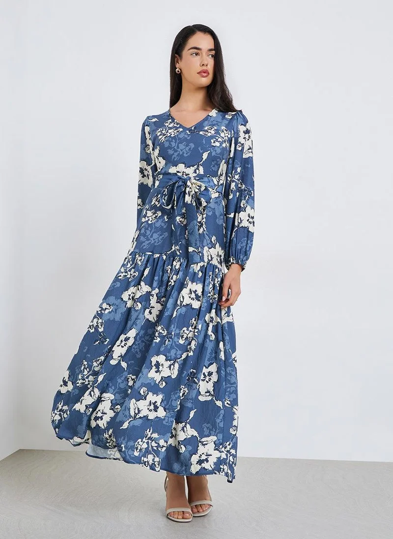 Styli  Women Floral Print A-Line Maxi Dress for Women | Best Price UAE